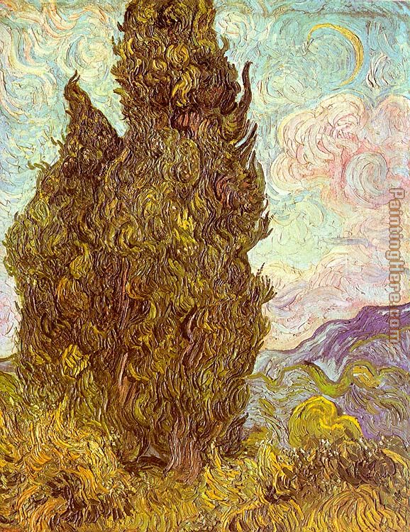 Two Cypresses painting - Vincent van Gogh Two Cypresses art painting